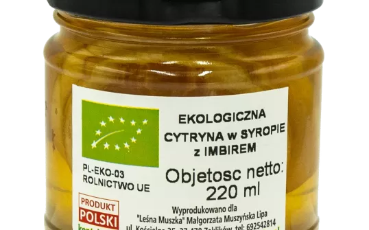 Ekologiczna Cytryna w syropie z imbirem – 220ml